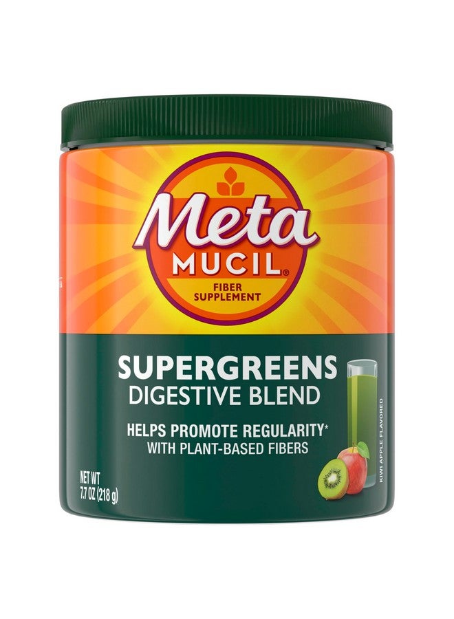 Metamucil Greens SuperFood Powder Fiber Supplement for Digestive Health* and Regularity*, Gluten Free Plant-Based Stevia, Great Taste Kiwi Apple Flavored, 3g Dietary Fiber per Serving, 42 Servings - Image 1