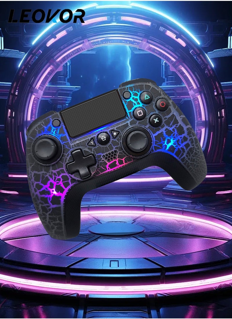 LEOKOR - PS4 Gamepad Handle,RGB Crack Light,Six-Axis Somatosensory,Vibrating Gyroscope,for Wireless Pc/Ps4/PS3 Gamepad - Image 1