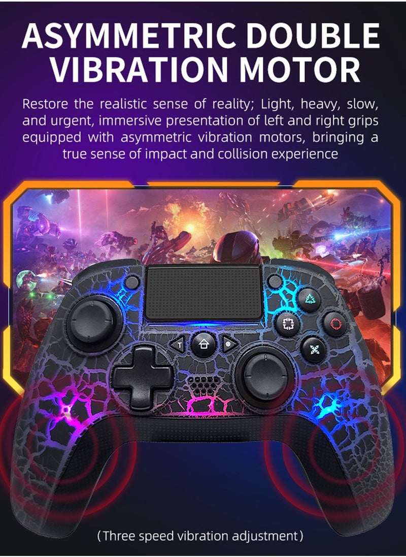 LEOKOR - PS4 Gamepad Handle,RGB Crack Light,Six-Axis Somatosensory,Vibrating Gyroscope,for Wireless Pc/Ps4/PS3 Gamepad - Image 1