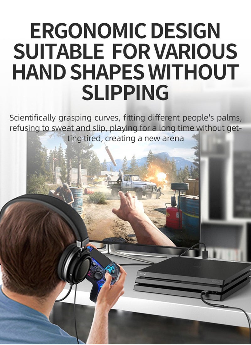 LEOKOR - PS4 Gamepad Handle,RGB Crack Light,Six-Axis Somatosensory,Vibrating Gyroscope,for Wireless Pc/Ps4/PS3 Gamepad - Image 1