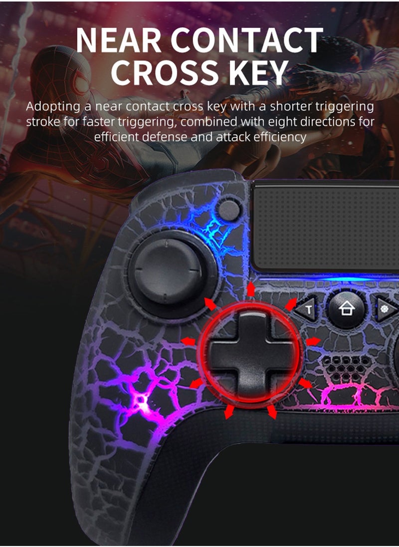 LEOKOR - PS4 Gamepad Handle,RGB Crack Light,Six-Axis Somatosensory,Vibrating Gyroscope,for Wireless Pc/Ps4/PS3 Gamepad - Image 1