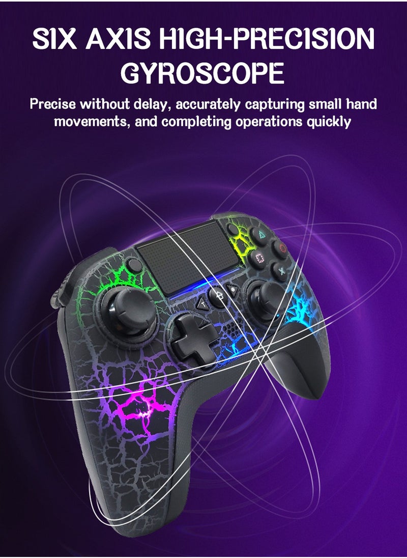 LEOKOR - PS4 Gamepad Handle,RGB Crack Light,Six-Axis Somatosensory,Vibrating Gyroscope,for Wireless Pc/Ps4/PS3 Gamepad - Image 1
