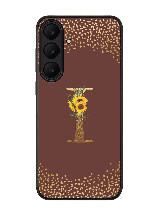 Stylizedd For Samsung Galaxy S25 FE Case,Slim fit Camera Protection, Shockproof Thin Phone cover  - Custom Floral Monogram - I  (Brown )