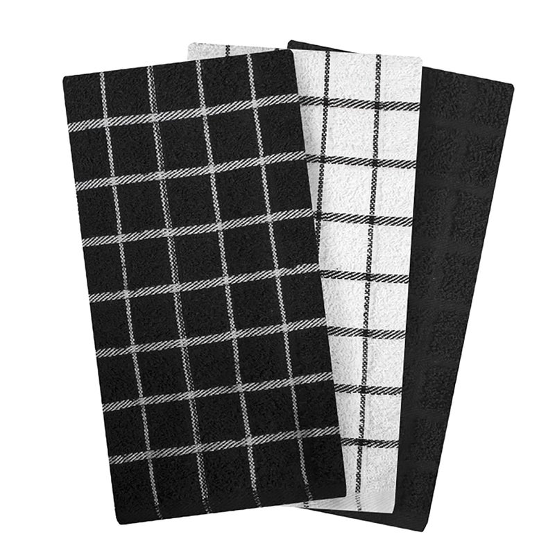 Ritz 100% Cotton Terry Kitchen Dish Towels  Highly Absorbent  25  x 15   3-Pack  Black - Image 2