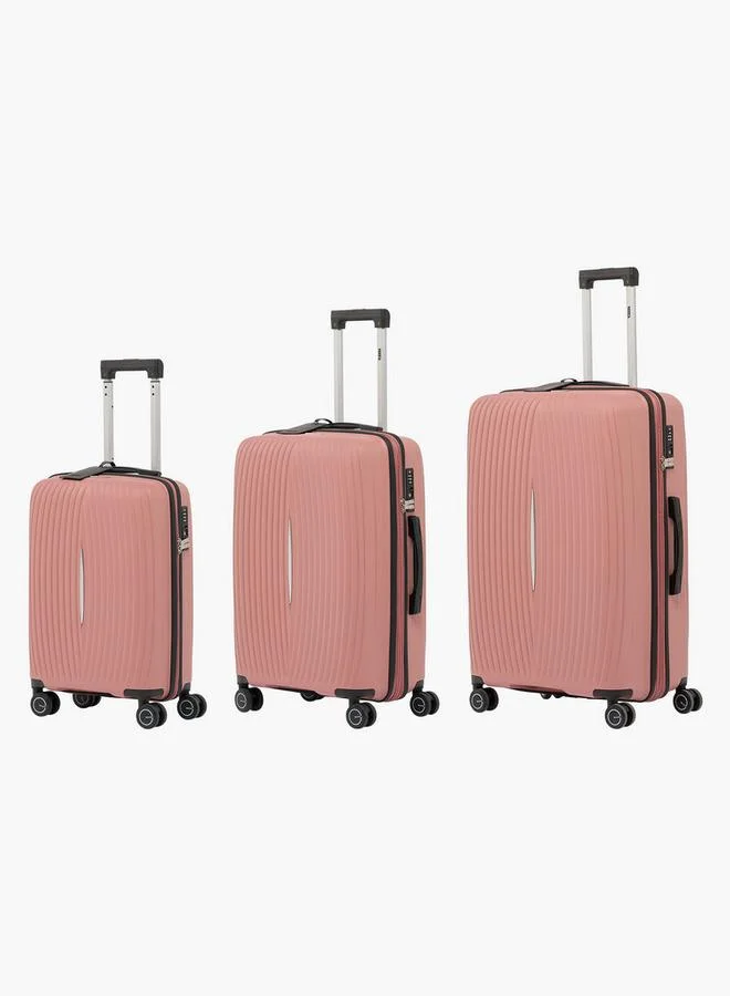 Wave Ribbed Hardcase Trolley Bag with Retractable Handle - Set of 3