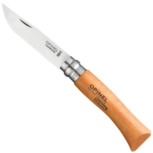 OPINEL No7 Carbon Steel Folding Pocket Knife with Beechwood Handle - Image 1