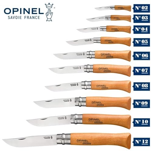 OPINEL No7 Carbon Steel Folding Pocket Knife with Beechwood Handle - Image 2