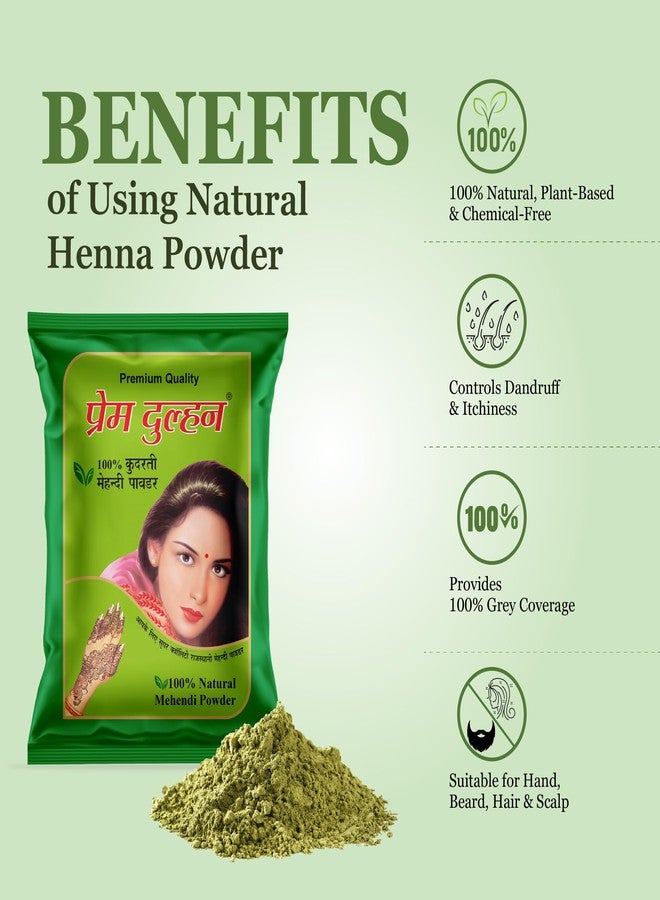 Prem Dulhan Natural Henna Hair Care Powder – 250g, 100% Pure & Natural Mehendi for Hair, Hands & Feet, Herbal Henna for Natural Brown Color - Image 2