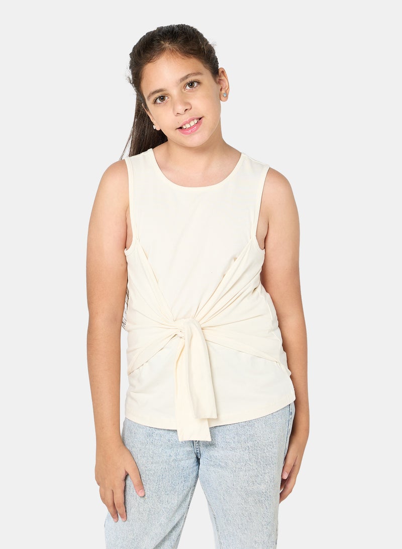 Panco Girls Bow Detailed Tank Top - Image 1
