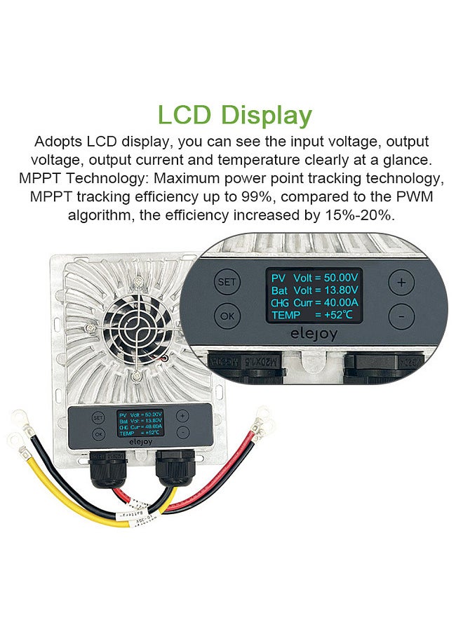 Generic - 600W MPPT Solar Controller 10-30V Voltage Adjustable with LCD Display Maximum Power Point Tracking Photovoltaic Step-down Controller Adapt to Various Batteries - Image 1