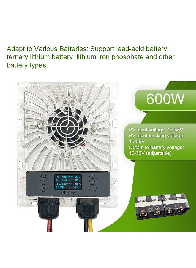 Generic - 600W MPPT Solar Controller 10-30V Voltage Adjustable with LCD Display Maximum Power Point Tracking Photovoltaic Step-down Controller Adapt to Various Batteries - Image 1