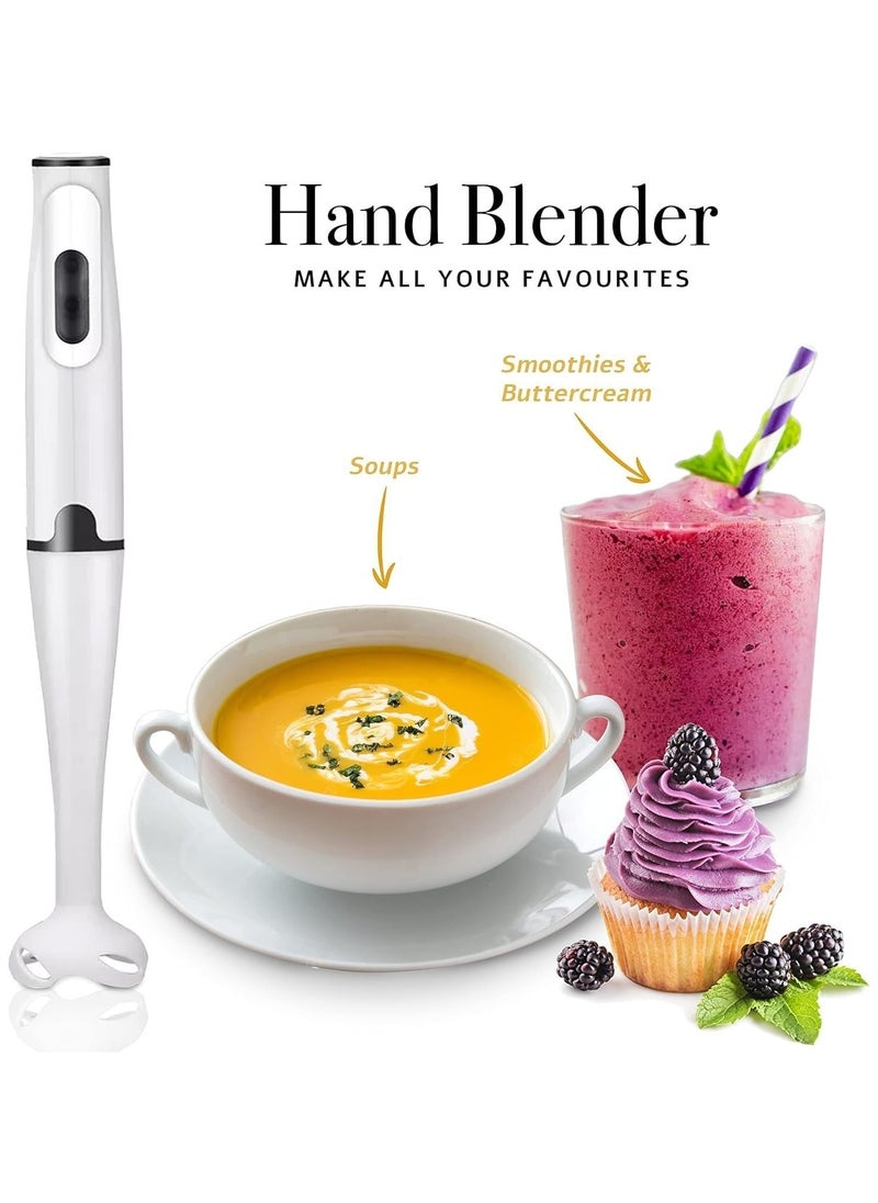 DENX Stick Blender 400W Handheld Electric Blender with Stainless Steel Blades, Portable Grip Stick Mixer Use for Blending, Pureeing, Whipping, and Mixing Soups, Smoothies, Sauces, and More, DX2012