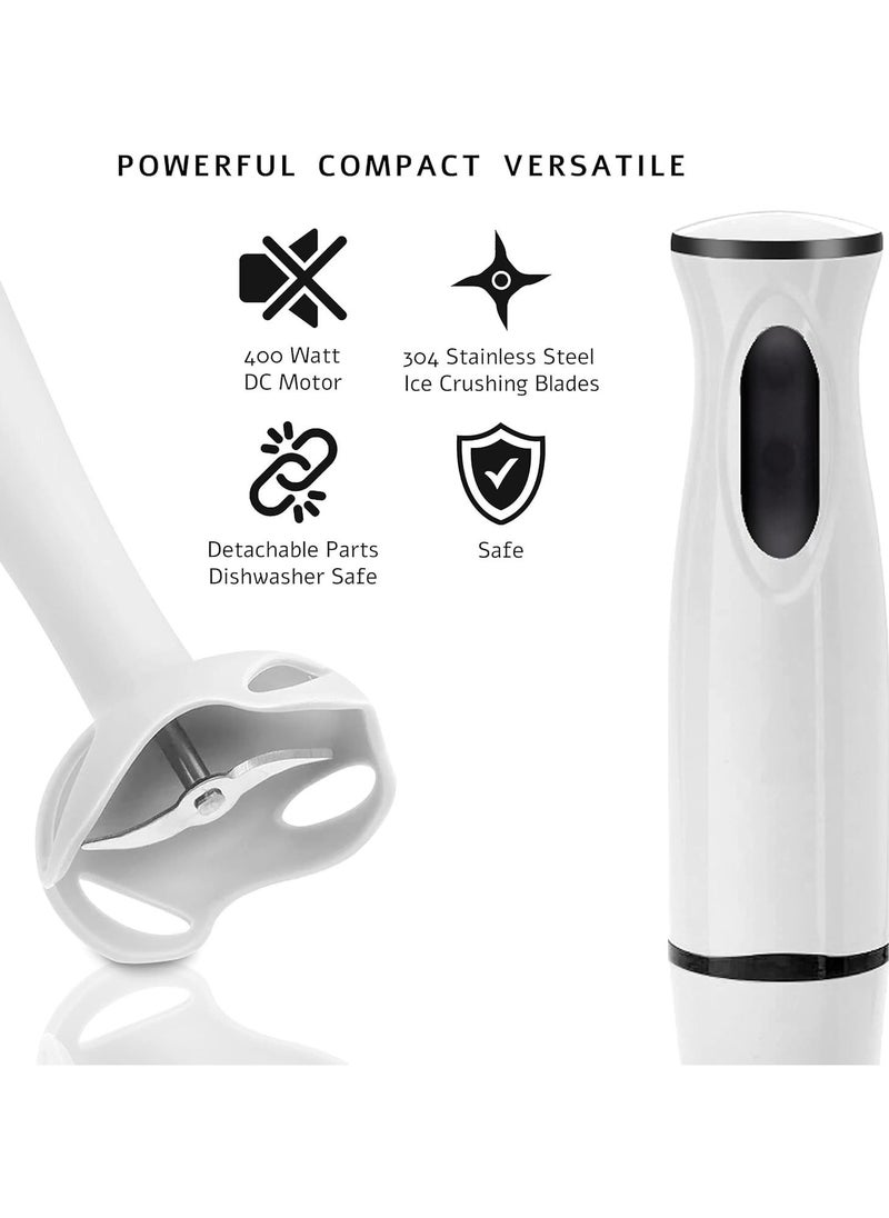 DENX Stick Blender 400W Handheld Electric Blender with Stainless Steel Blades, Portable Grip Stick Mixer Use for Blending, Pureeing, Whipping, and Mixing Soups, Smoothies, Sauces, and More, DX2012