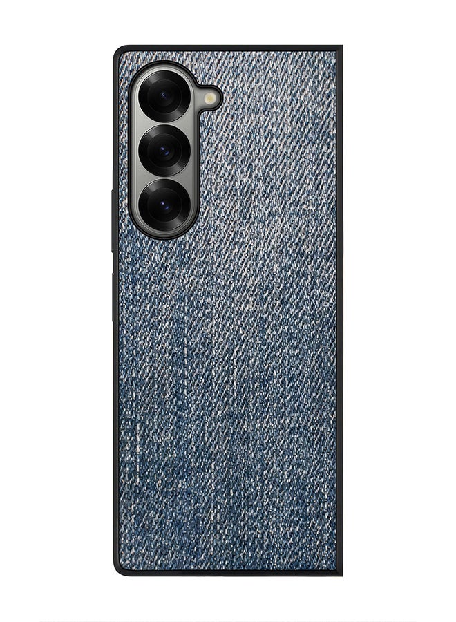 Stylizedd Rugged Black edge case for Samsung Galaxy Z Fold6, Slim fit Soft Case Flexible Anti Drop TPU Gel Thin Cover -  Dark Denim Print - Image 1
