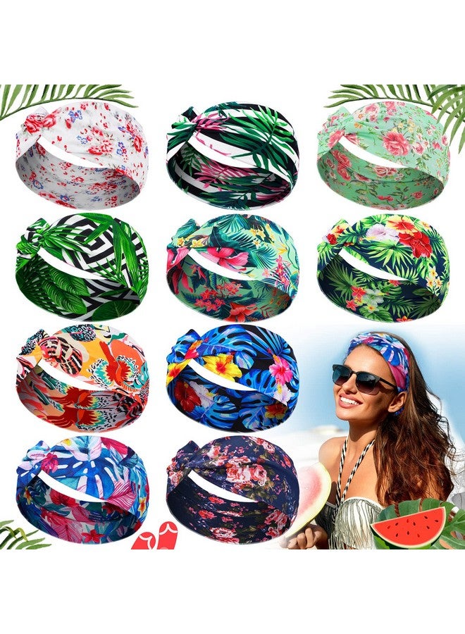 Jutom 10 Pcs Women'S Headbands Beach Boho Headbands Summer Hawaii Knotted Headbands Elastic Turban Head Wrap Floral Vintage Headband Bohemian Twisted Criss Yoga Hair Band Accessories For Girl And Women - Image 1