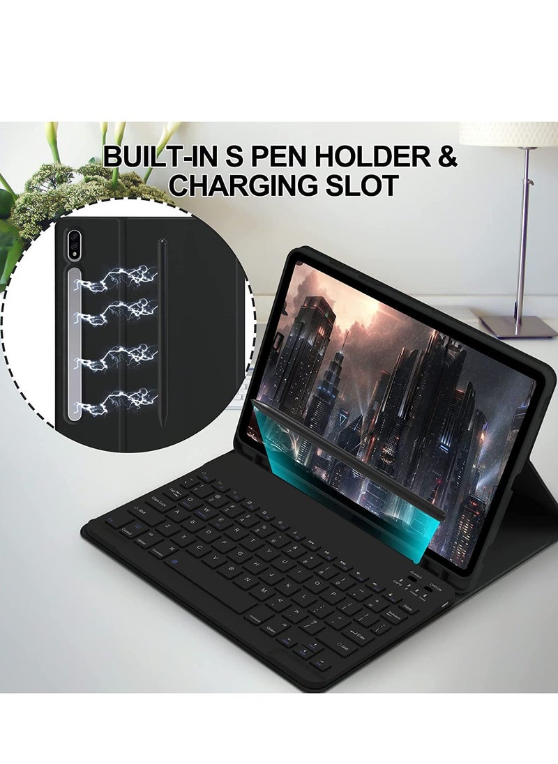 General - The Arabic and English keyboard case is compatible with the Galaxy Tab S9Plus S9FE Plus S9ultra S9 S9FE slim case with pen slot and detachable wireless Bluetooth keyboard - Image 1