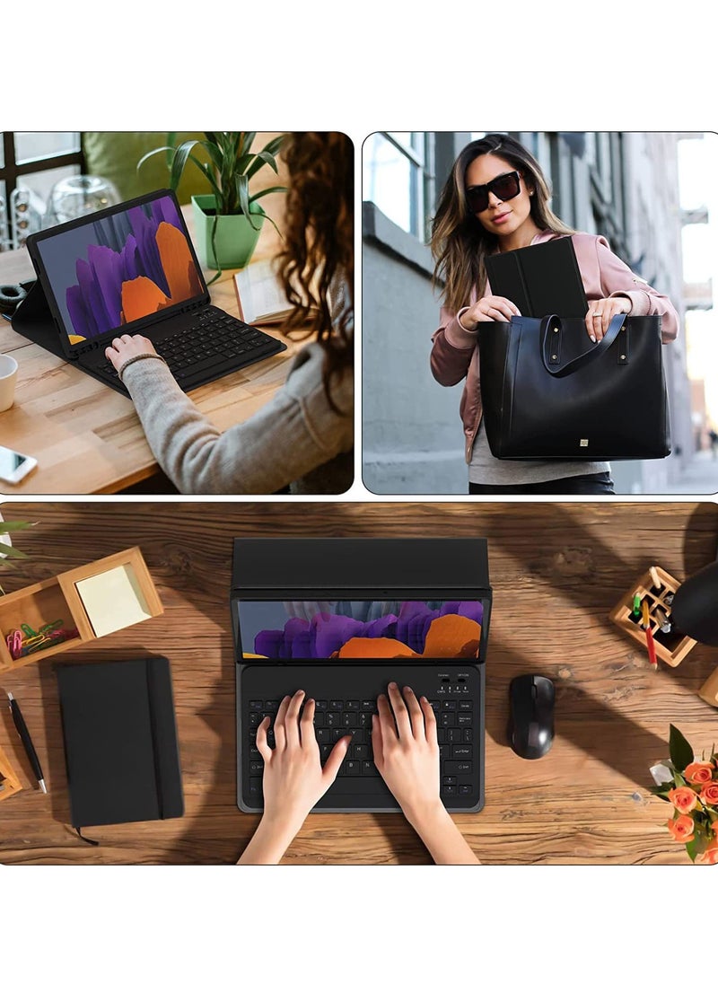 General - The Arabic and English keyboard case is compatible with the Galaxy Tab S9Plus S9FE Plus S9ultra S9 S9FE slim case with pen slot and detachable wireless Bluetooth keyboard - Image 1