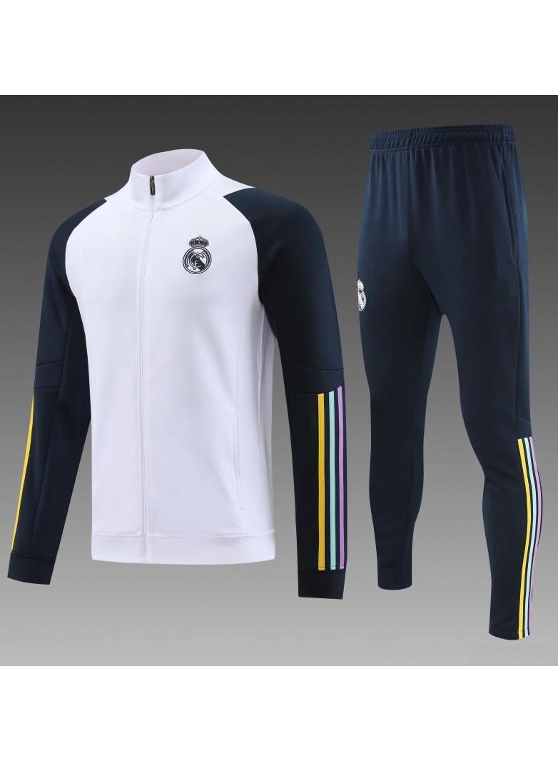 DubaiGallery 23/24 Real Madrid White Hoodie Half Zipper Jacket+ Pants - Image 2