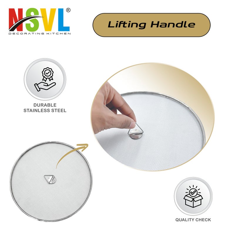 NSVL Stainless Steel Food Cover Net Lid, 304 Food Grade, Set of 4, Silver  - Image 3
