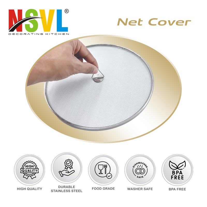 NSVL Stainless Steel Food Cover Net Lid, 304 Food Grade, Set of 4, Silver  - Image 5