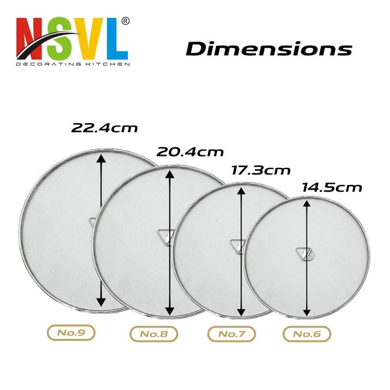 NSVL Stainless Steel Food Cover Net Lid, 304 Food Grade, Set of 4, Silver  - Image 4