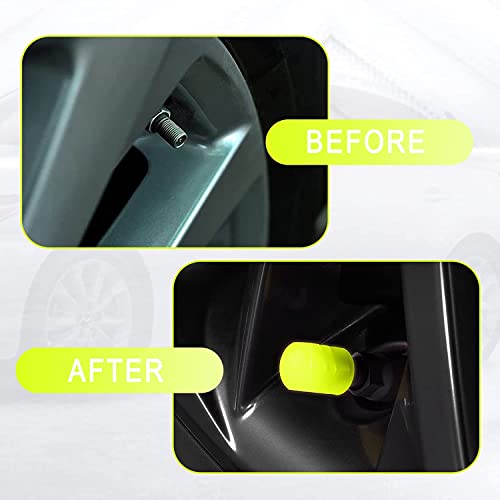 Careflection || Luminous Wheels Cap Tire Valve Stem, Glow Luminous at Night, Air Caps Cover Fluorescent, Illuminated Auto Car Wheel Valve Stem Caps Cover for SUV, Motorcycles, Truck (8 PCS, Yellow) - Image 4