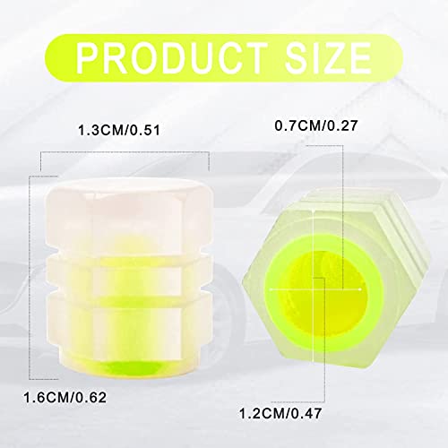 Careflection || Luminous Wheels Cap Tire Valve Stem, Glow Luminous at Night, Air Caps Cover Fluorescent, Illuminated Auto Car Wheel Valve Stem Caps Cover for SUV, Motorcycles, Truck (8 PCS, Yellow) - Image 2