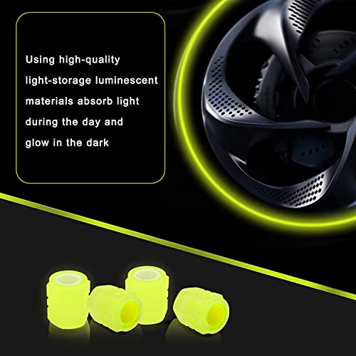 Careflection || Luminous Wheels Cap Tire Valve Stem, Glow Luminous at Night, Air Caps Cover Fluorescent, Illuminated Auto Car Wheel Valve Stem Caps Cover for SUV, Motorcycles, Truck (8 PCS, Yellow) - Image 3