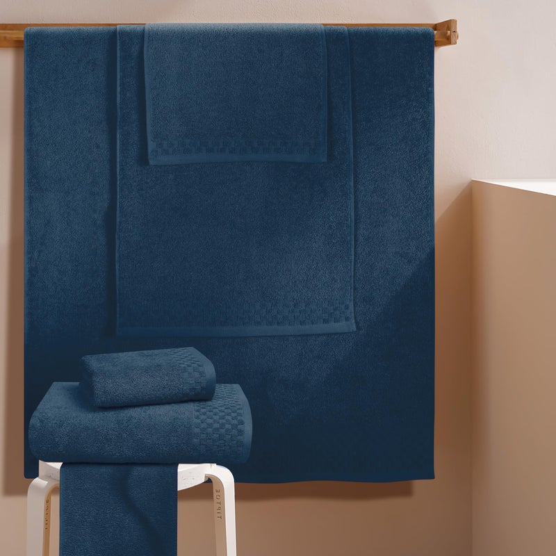 ملكي خاص MyOwn Premium Cotton 6 Pack Placel Conting for Bathroom يحتوي على 2 مناشف حمام 28 × 55 بوصة 2 مناشف يدوية 16x24 بوصة و 2 غسل 12x12 بوصة مثالية كل يوم استخدام مضغوط وخفيف الوزن - الأزرق المعدني - Image 3