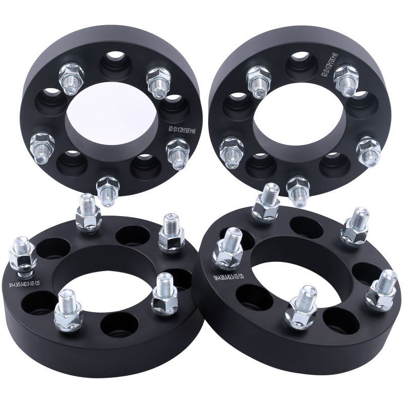 DCVAMOUS 4PC Black 5x45 5x1143 Wheel Spacers 1 Inch with 12 Studs Compatible with Jeep FordLincoln Wrangler Liberty Comanche TJ YJ XJ KJ KK ZJ MJ Ranger MusTang Taurus Explorer MKS MKT
