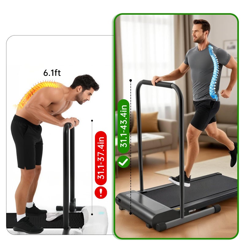 TEITEAI Handle Bar for Walking Pad Only, with Phone Holder, Suitable for Models 20+ Walking Pad, 19.7in Wide, Adjustable Handrail Height (Max 43.3in), Non-Slip Feet, Easy to Assemble, Stable Design, Black - Image 4
