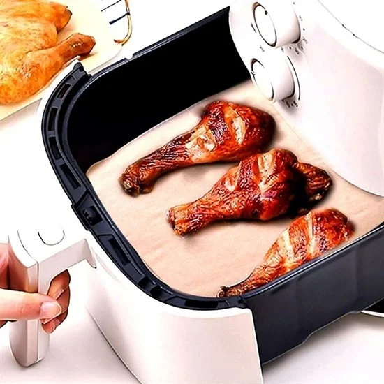 5 دي ام 100 Pcs Air Fryer Baking Paper Disposable Oil Waterproof Non-Stick Non-Hole Flat Square Model