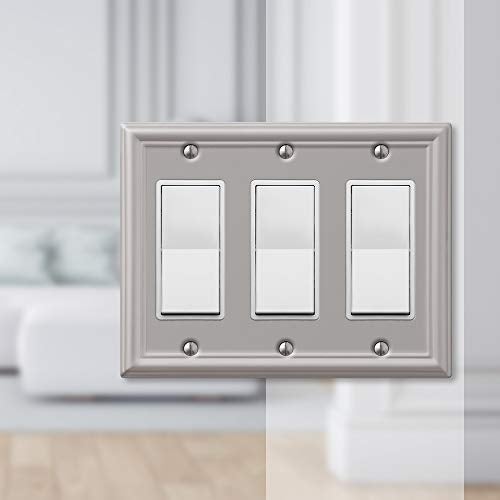 Amerelle 149RRRBN Triple Rocker-GFCI Wallplate, Brushed Nickel - Image 3
