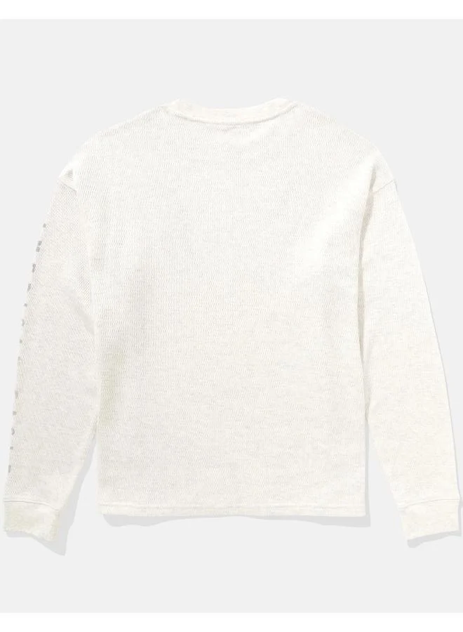American Eagle AE Long-Sleeve Oversized Elevated Graphic Thermal T-Shirt