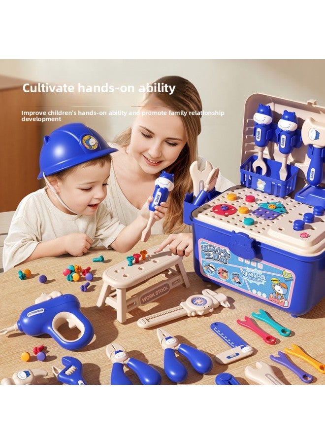 Children's Repair Toolbox Assembly Disassembly Assembly Screwdriver Suit Baby Boy Play Home Educational Toys-Color:Blue [82-piece Set]  - Image 3