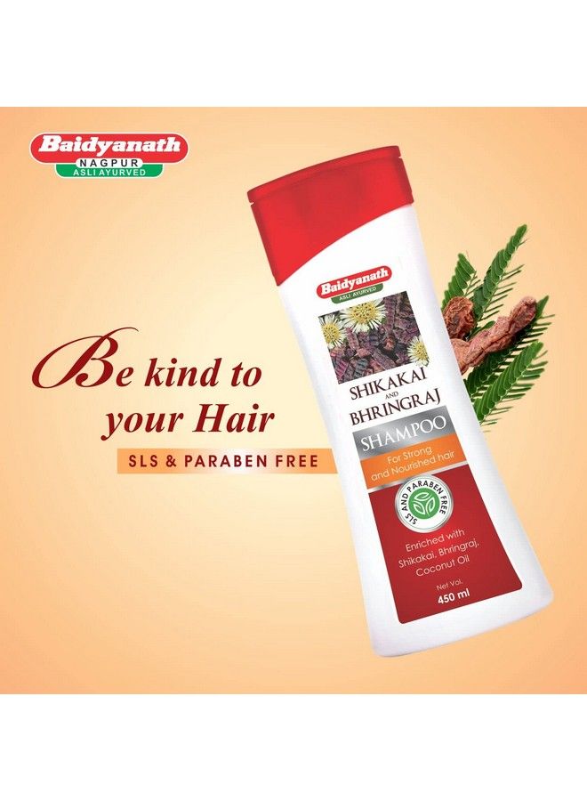 Baidyanath شامبو مغذي من شيكاكاي وبرينجراج | شامبو قوي للشعر | زيت جوز الهند | 450 مل خالي من الكبريتات والبارابين - Image 3