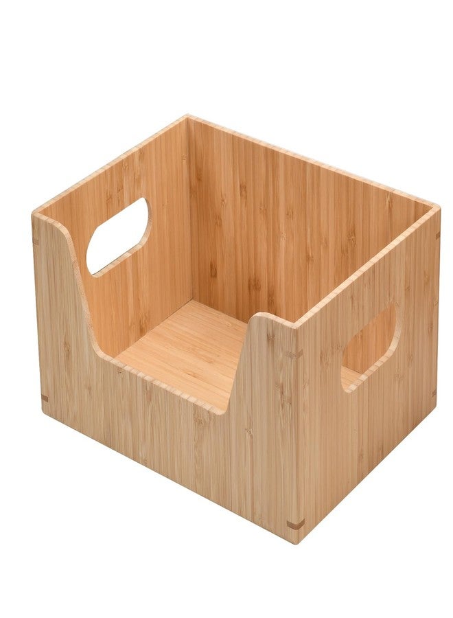 MobileVision Bamboo Stackable Open Front Storage Bin for Kitchen Pantry Cabinets Holds Potatoes, Onions, Packaged Goods, Boxed Meals & more, 12" x 9" X 6" - Image 1