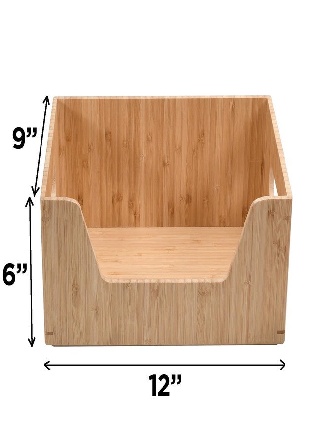 MobileVision Bamboo Stackable Open Front Storage Bin for Kitchen Pantry Cabinets Holds Potatoes, Onions, Packaged Goods, Boxed Meals & more, 12" x 9" X 6" - Image 2