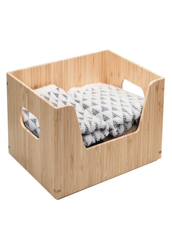MobileVision Bamboo Stackable Open Front Storage Bin for Kitchen Pantry Cabinets Holds Potatoes, Onions, Packaged Goods, Boxed Meals & more, 12" x 9" X 6" - Image 4