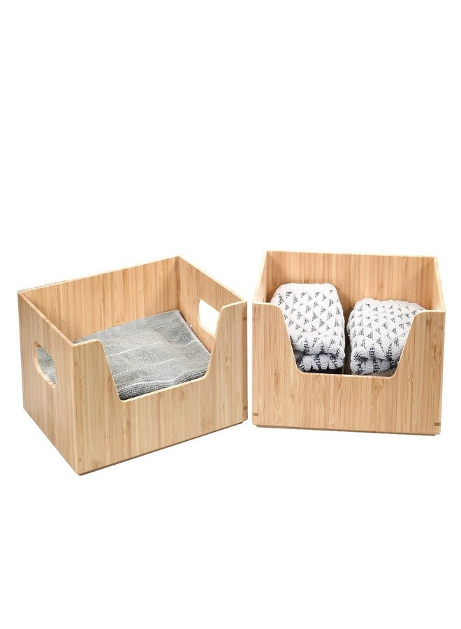 MobileVision Bamboo Stackable Open Front Storage Bin for Kitchen Pantry Cabinets Holds Potatoes, Onions, Packaged Goods, Boxed Meals & more, 12" x 9" X 6" - Image 5