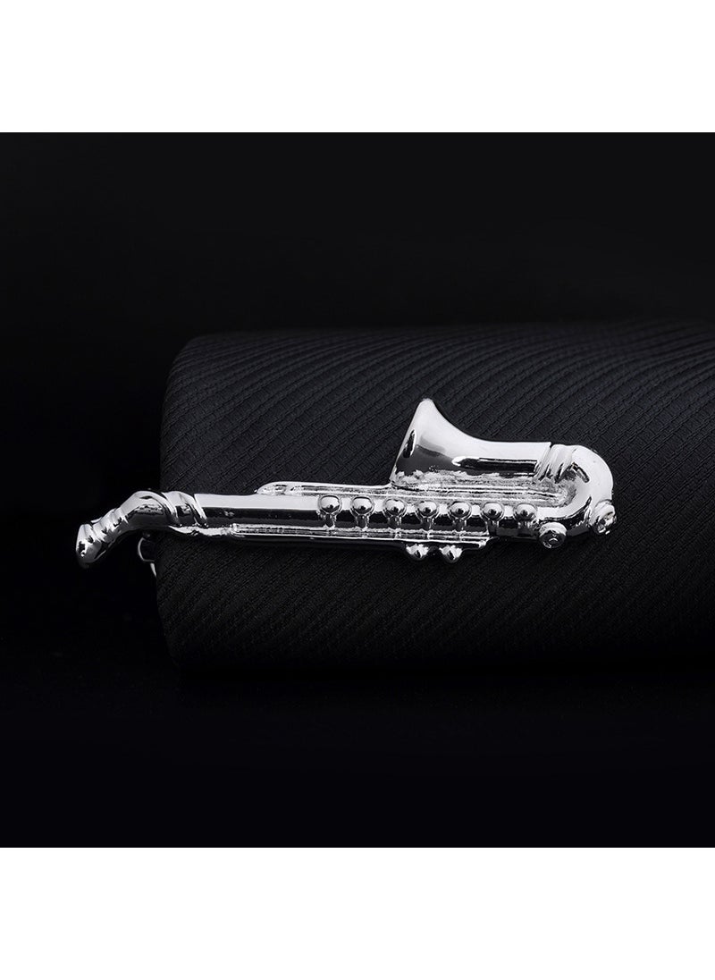 Generic Creative Gold Tie Clip Elegant Accessory for Men J0104 silver Saxophone 