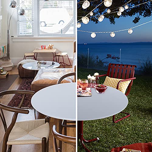Obstal Obstal Fitted Round Table Cloth  Reversible Waterproof Stain Resistant Elastic Stretch Tablecloth  Wipe Clean Table Cover for Outdoor/Indoor Use  Fits Round Tables up to 40"" - 44"" Diameter  Silver  - Image 2
