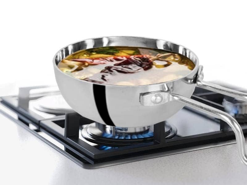 Onions Triply Stainless Steel Casco Tadka Pan with Handle, 13 Cm, 230 ML Capacity(No 3 Big) - Image 4
