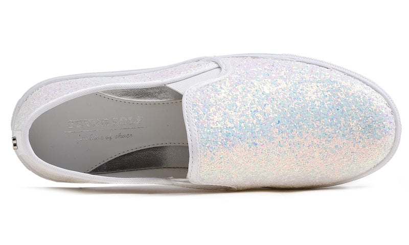 FEVERSOLE Women's Fashion Slip-On Sneaker Casual Flat Loafers White Size 7.5 M US - Image 2
