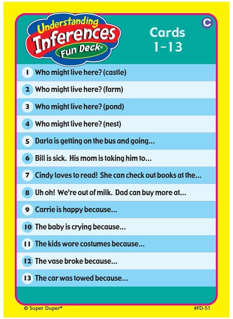 Super Duper Publications Super Duper Publications | Understanding Inferences Fun Deck | Problem Solving and Reasoning Skills Flash Cards | Educational Learning Materials for Children  - Image 4