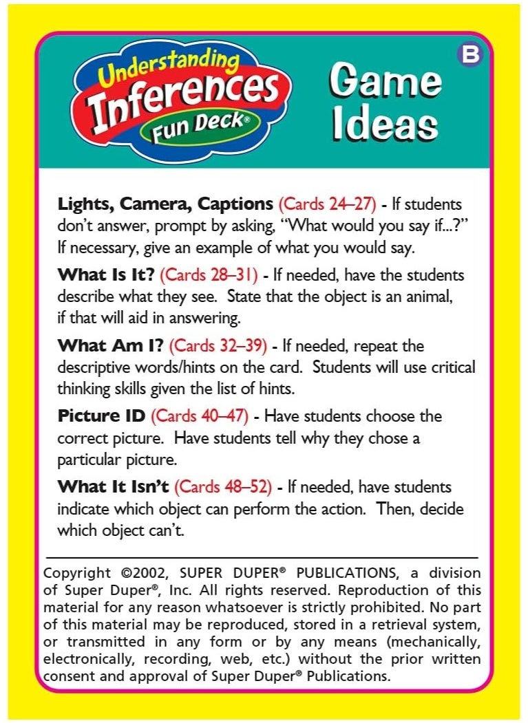 Super Duper Publications Super Duper Publications | Understanding Inferences Fun Deck | Problem Solving and Reasoning Skills Flash Cards | Educational Learning Materials for Children  - Image 2