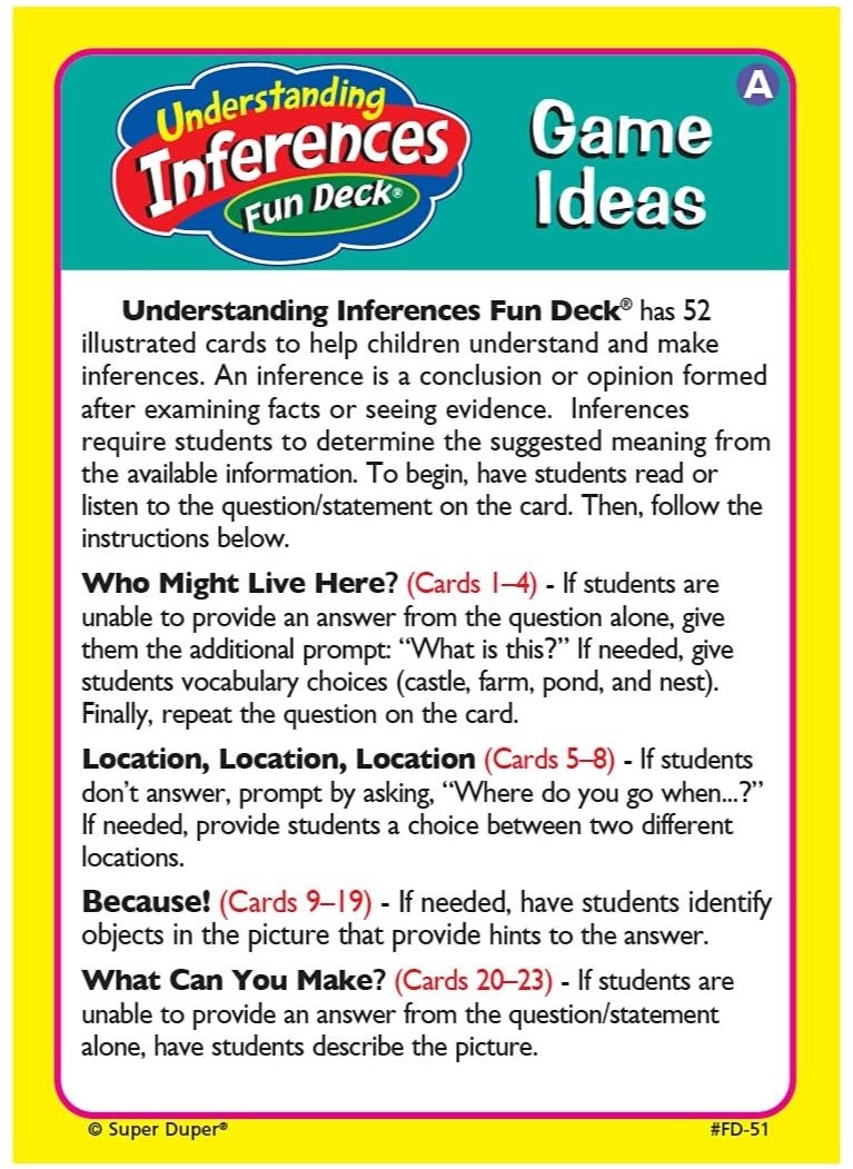 Super Duper Publications Super Duper Publications | Understanding Inferences Fun Deck | Problem Solving and Reasoning Skills Flash Cards | Educational Learning Materials for Children  - Image 3