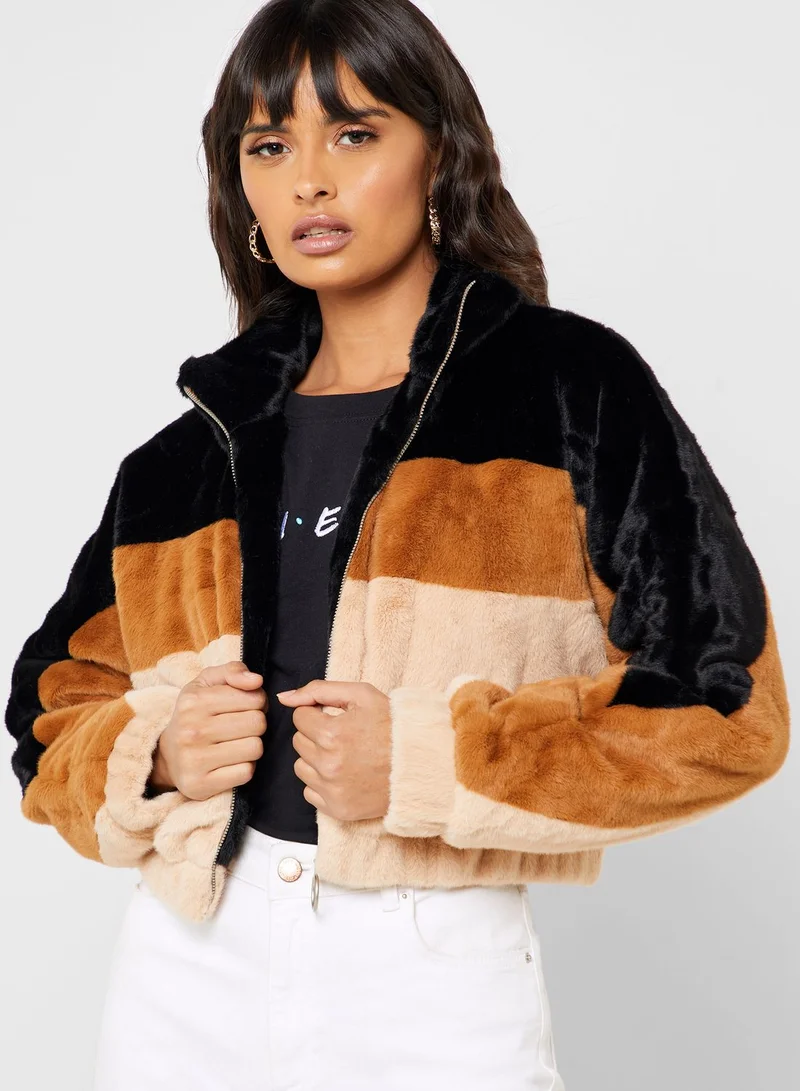 FOREVER 21 Colorblock Crop Jacket