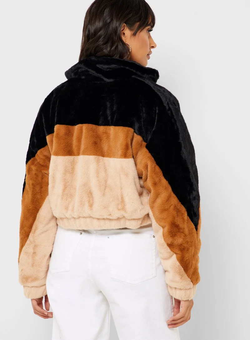 FOREVER 21 Colorblock Crop Jacket