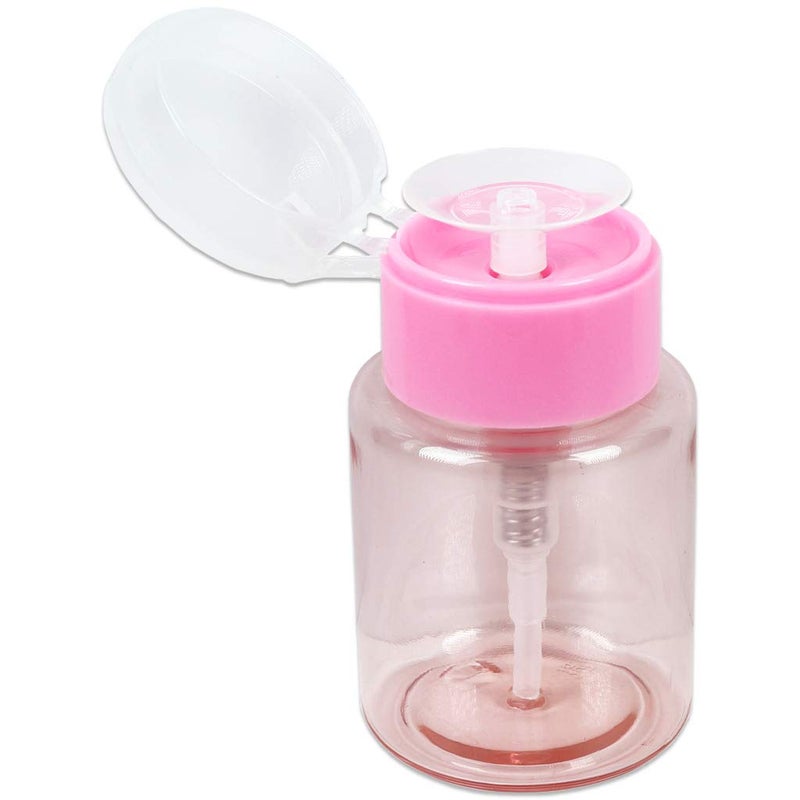 3oz Push Down Pump Dispenser Flip Top Cap Refillable Empty Bottle  Color Pink  Lockable Travel Cosmetic Packaging Empty Bottle for Nail Polish Manicure